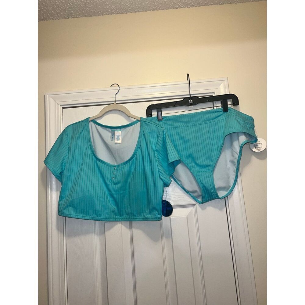 Decree Swimsuit with High Rise bottoms “Ocean” Blue 2X/XXL (H27)